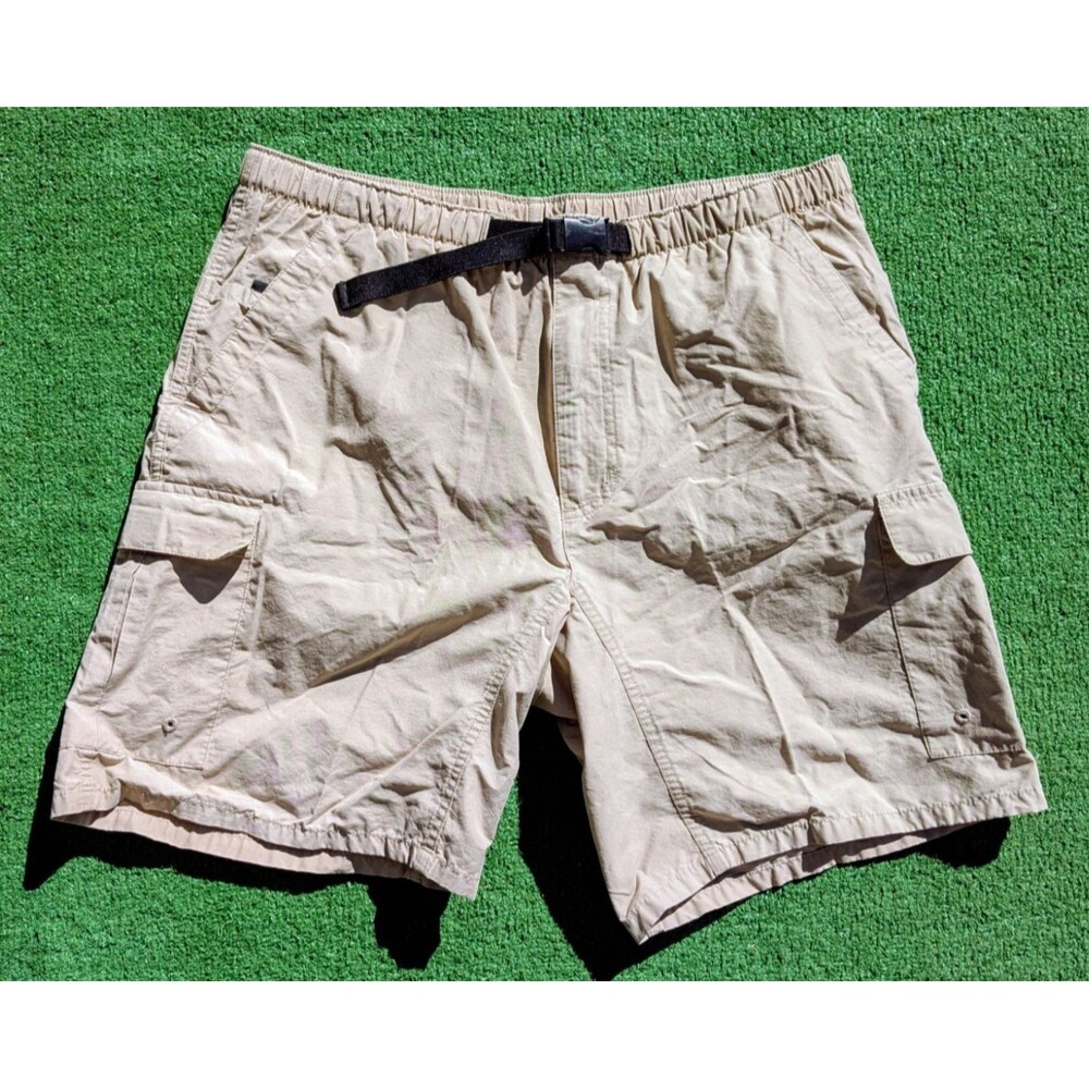 C&B Sport Mens Small Belted Nylon Outdoor Zipper Cargo Shorts Fishing Hiking GUC